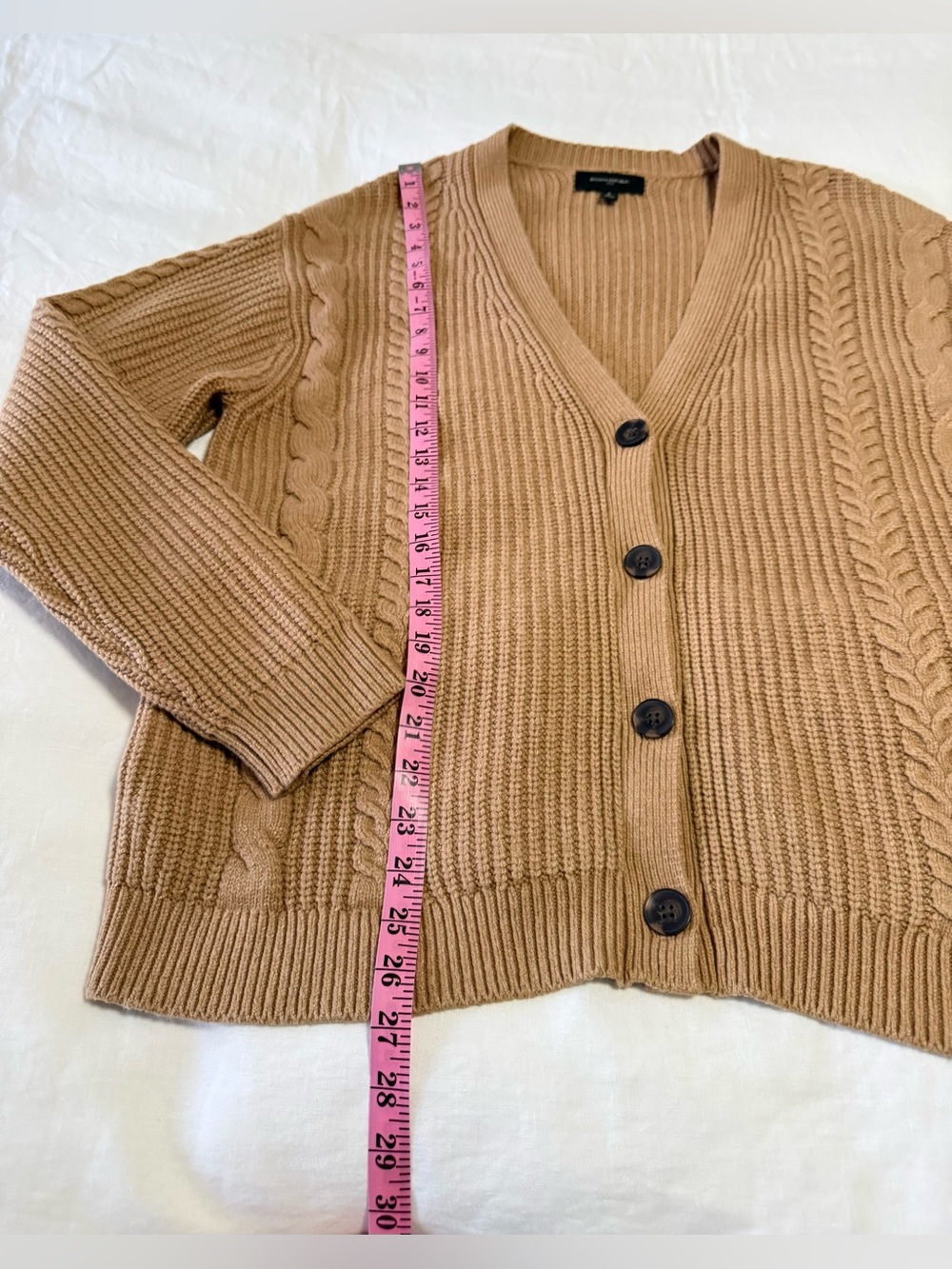 Banana Republic | Women’s Large | Camel Chunky Cable Knit Sweater Cardigan - Picture 4 of 11